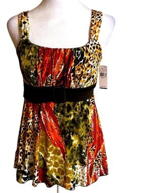 Silk Sleeveless Top with Vibrant Colors & Back Tie
